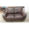 Image 2 : Leather/Leather Style 3pce Set : Love Seat 64'' 