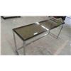 Image 2 : Chrome Leg + Glass Sofa Stand 56'' x 25'' x 10'' 