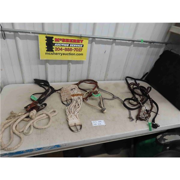 Eared Snaffle Bridle with Rope, Rails Cinch,