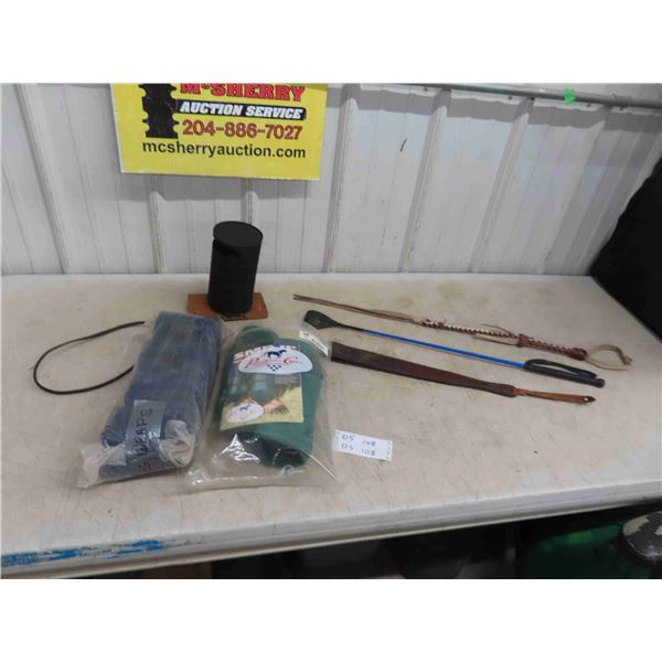 Whip, Leather Strap, Leg Wraps, Bit Warmer 