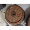 Image 4 : 4 Very Rare Whipper Watson Steel Plates & Vintage Weider Barbell  Steel Plates (2) 3lbs, (2) 5lbs, 