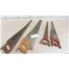 Image 1 : 4 Vintage Wood Carpenters Hand Saws 