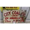 Image 1 : Early Winnipeg City Coal Company Metal Sign 