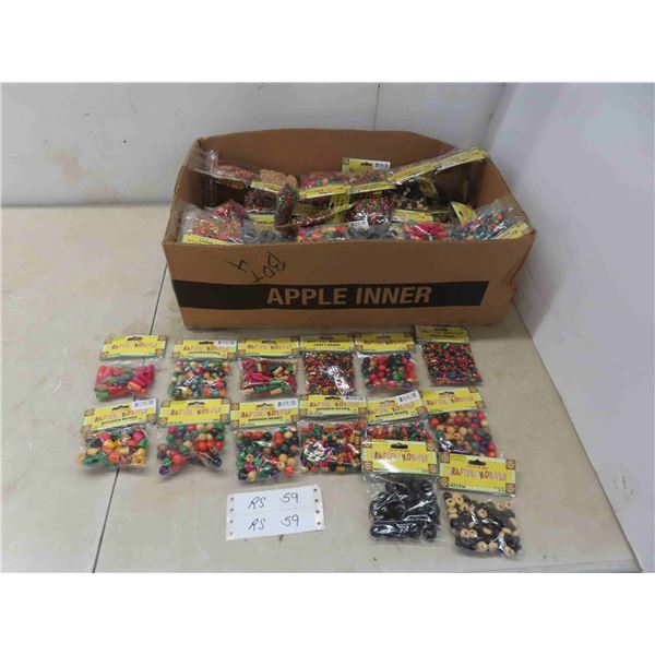 135 Packages Glass and Wood Craft Beads 