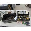 Image 1 : 2 Metal Tool Boxes with Drill Bits, Electrical Covers, 