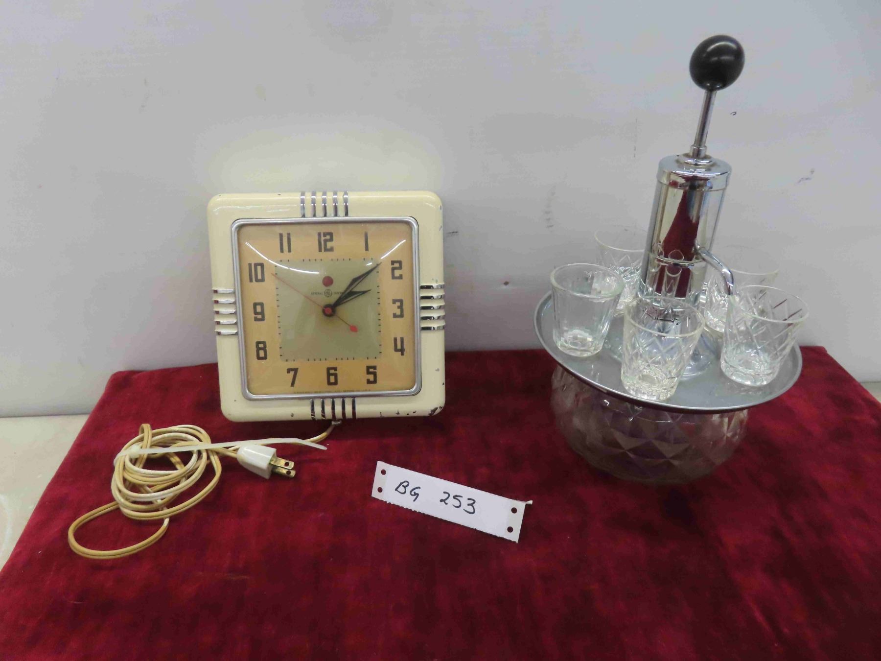 Vintage General Electric Clock, Liquor Dispenser with