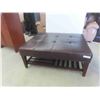 Image 1 : Leather/leather Style Ottoman with Magazine