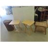 Image 1 : 2 Folding Wood TV Tables, Wicker Hamper, 