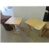 Image 7 : 2 Folding Wood TV Tables, Wicker Hamper, 