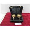 Image 1 : 2 Solid Brass Goblets in Velvet Lined Case 