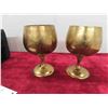 Image 2 : 2 Solid Brass Goblets in Velvet Lined Case 
