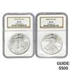 Image 1 : 1999/2000 American Silver Eagles [2] NGC MS69