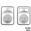 Image 1 : [2] 1996/1997 American Silv Eagles $1 NGC MS69