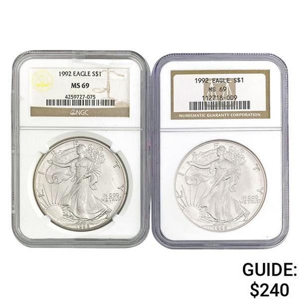 [2] 1992 American Silver Eagle NGC MS69