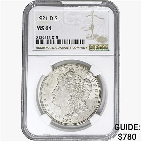 1921-D Morgan Silver Dollar NGC MS64