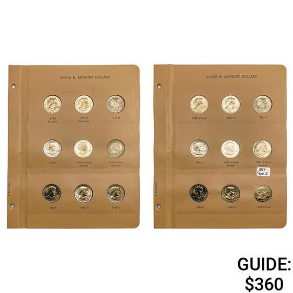 1979-1989 Susan B Anthony Dollar Set W/Proofs [18 Coins]