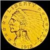 Image 1 : 1912 Indian Head $2.50 Gold Quarter Eagl CLOSELY UNCIRCULATED