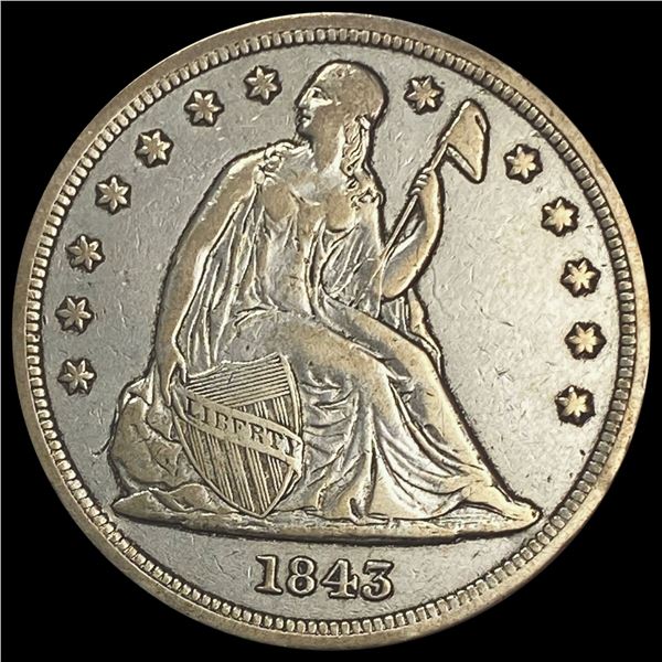 1843 Seated Liberty Dollar NEARLY UNCIRCULATED