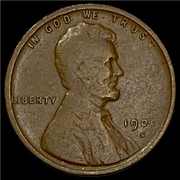 1909-S Lincoln Wheat Cent LIGHTLY CIRCULATED