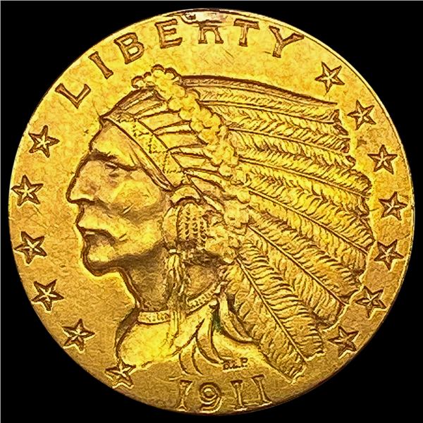 1911-D Indian Head Quarter Eagle $2.50 CLOSE UNC