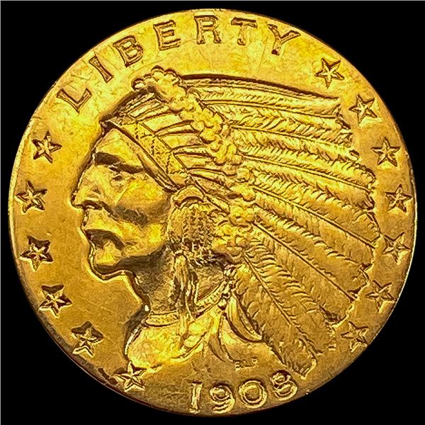 1908 Indian Head $2.50 Gold Quarter Eagl NEARLY UNCIRCULATED