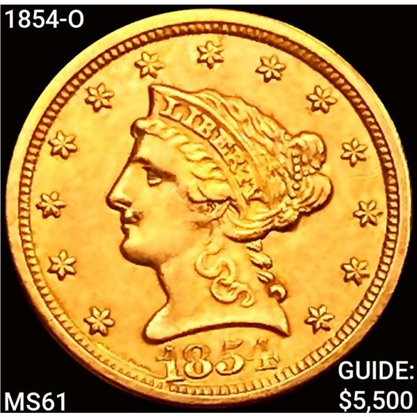 1854-O $2.50 Gold Quarter Eagle UNCIRCULATED
