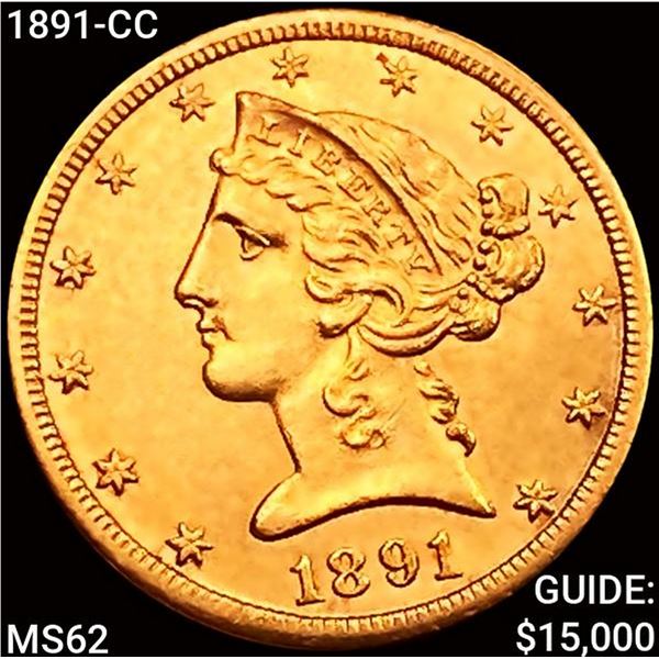 1891-CC $5 Gold Half Eagle UNCIRCULATED