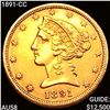 1891-CC $5 Gold Half Eagle CHOICE AU