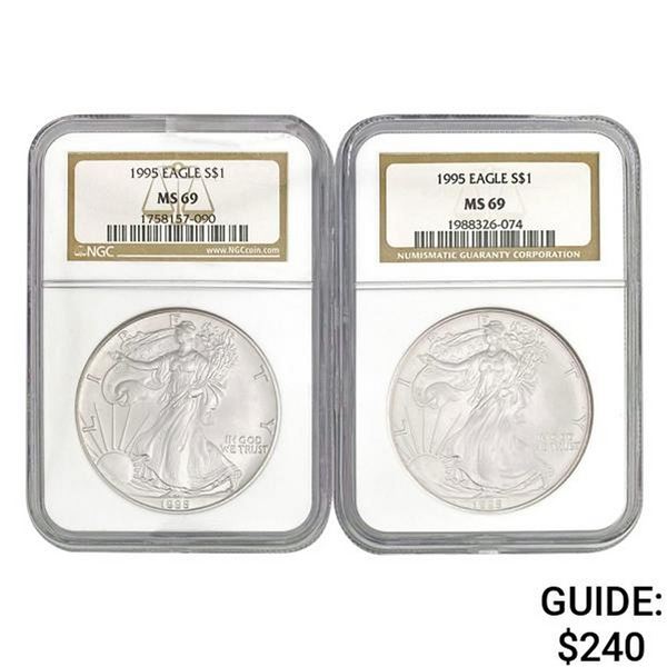 [2] 1995 American Silver Eagle NGC MS69