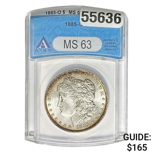 1885-O Morgan Silver Dollar ANACS MS63