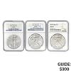 Image 1 : 2007-2019 Am Silver Eagle $1 NGC MS69 [3 Coin Lot]