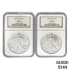 Image 1 : 1987/1993 American Silver Eagle NGC MS69 {2 Coins}