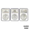 Image 1 : Lot of 3 NGC Certified $1 Silver Eagles