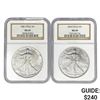 1986/2000 American Silver Eagles NGC MS69 [2 Coins]