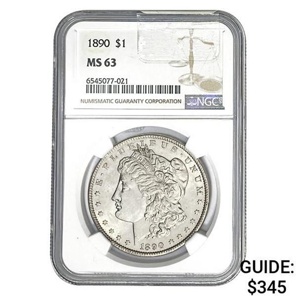 1890 $1 Morgan Dollar NGC MS63