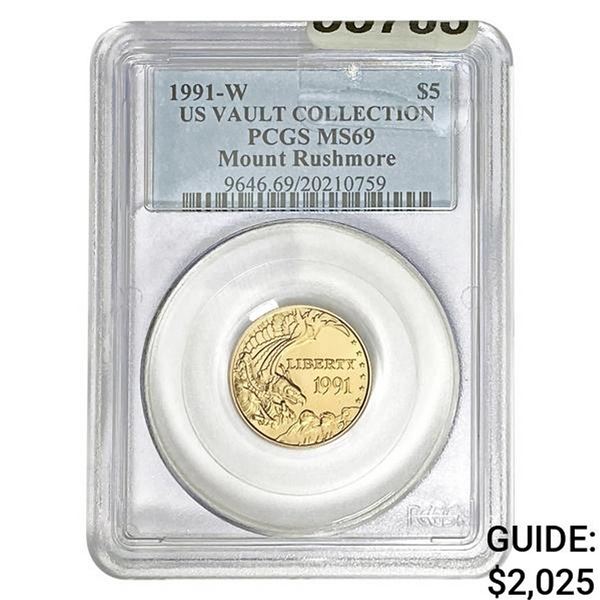 1991-W $5 Gold Mount Rushmore AGW .2419 PCGS MS69