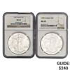 1987 American Silver Eagle NGC MS69 [2 Coins]