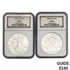 1987 / 1988 Eagles $1 NGC MS69 [2 Coins]