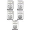 1987-1999 GEM BU American Silver Eagle Lot [5 Coins] NGC MS69