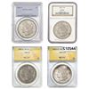Image 1 : 1880-1887 Varied Date Morgan Silver Dollar Lot [4 Coins] PCGS/NGC/ANACS VG-MS10-62