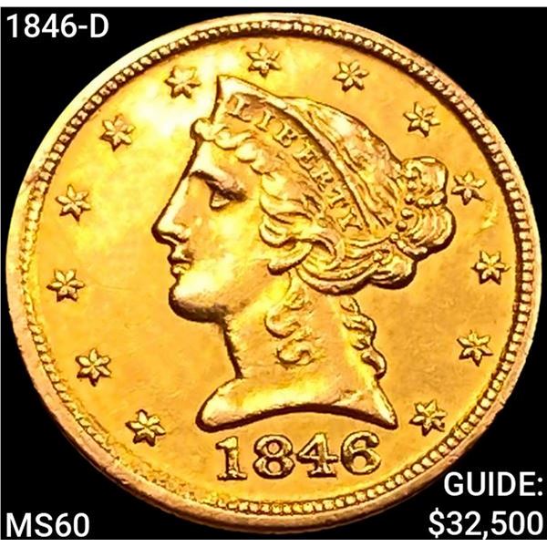 1846-D $5 Gold Half Eagle UNCIRCULATED