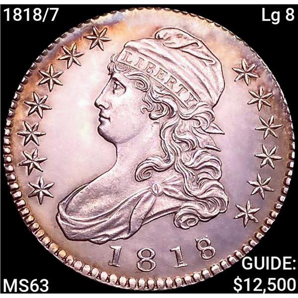 1818/7 Lg 8 Capped Bust Half Dollar CHOICE BU