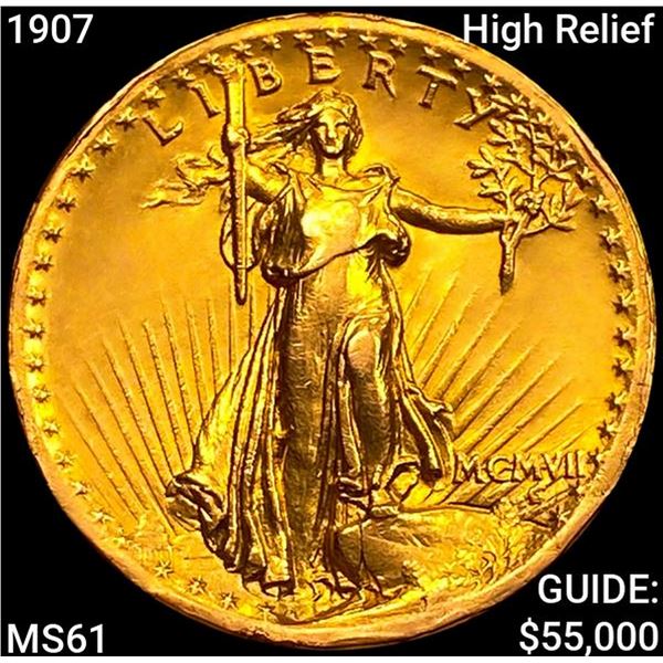 1907 High Relief $20 Gold Double Eagle UNCIRCULATED