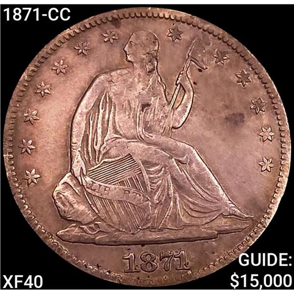 1871-CC Seated Liberty Half Dollar NEARLY UNCIRCULATED
