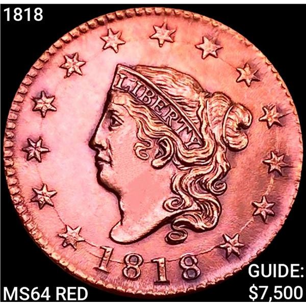 1818 Coronet Head Large Cent CHOICE BU RD