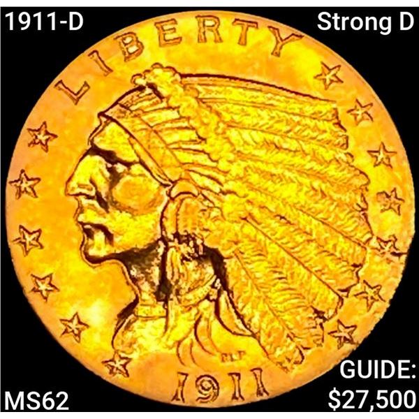 1911-D Strong D $2.50 Gold Quarter Eagle UNCIRCULATED
