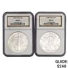 Image 1 : 1986 / 1988 Eagles Silver $1 NGC MS69 [2 Coins]