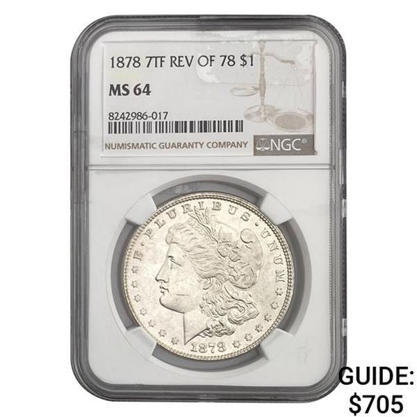 1878 7TF Rev of 78 $1 NGC MS64
