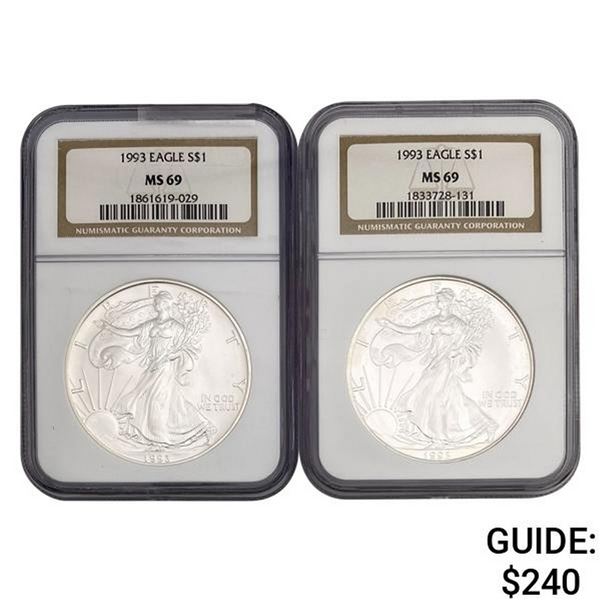 [2] 1993 American Silver Eagle NGC MS69
