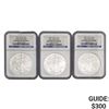 Image 1 : 2007 $1 Silver Eagle NGC Gem Unc 3 Coins